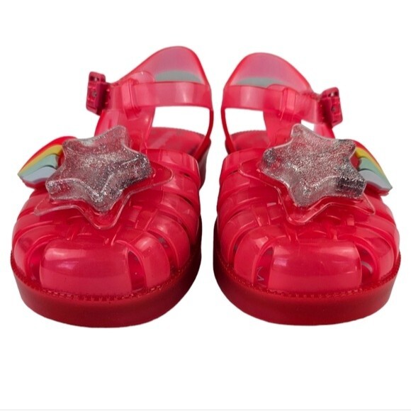 NEW Mini Melissa Pink, Silver Sparkly Star & Rainbow Sandal, Size 9, New in Box - Picture 3 of 14